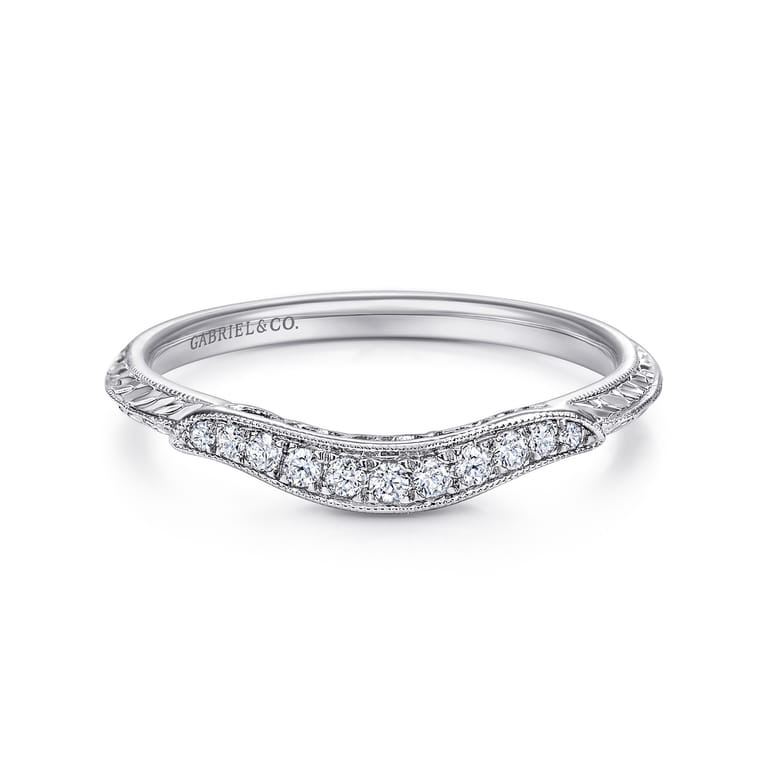 14K White Gold Diamond Matching Wedding Band - 0.09 ct - Shot 1