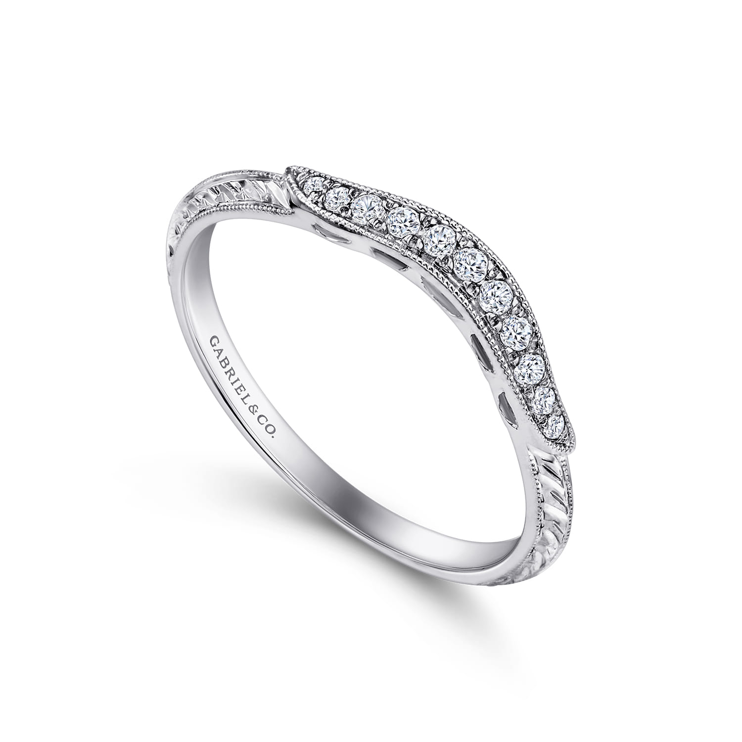 14K White Gold Diamond Matching Wedding Band - 0.09 ct - Shot 2