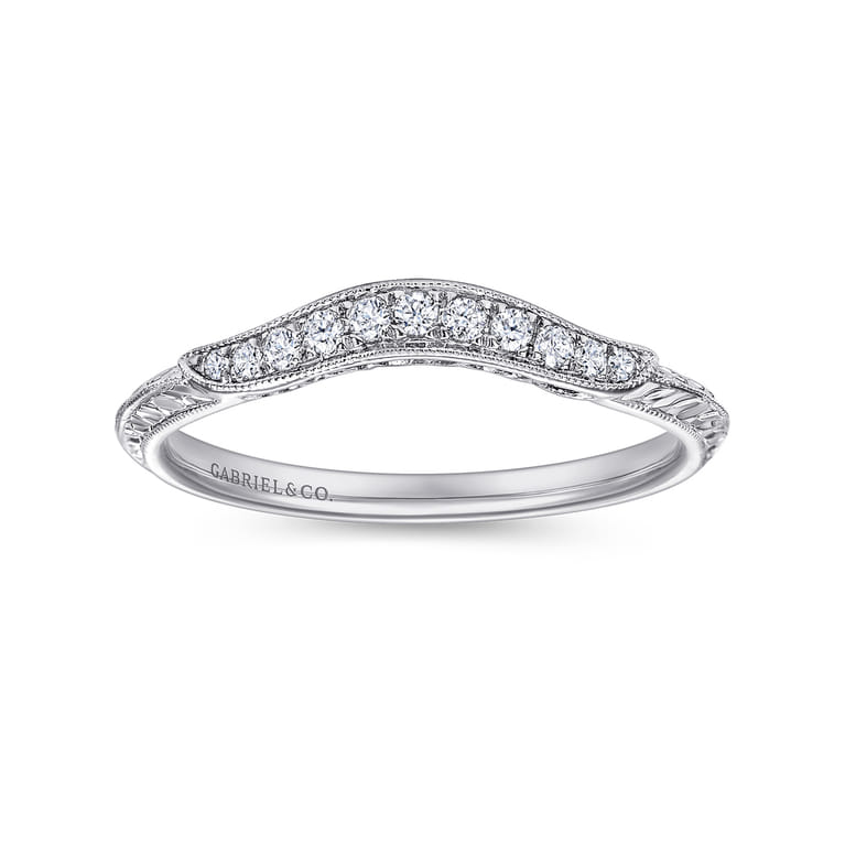 14K White Gold Diamond Matching Wedding Band - 0.09 ct - Shot 4