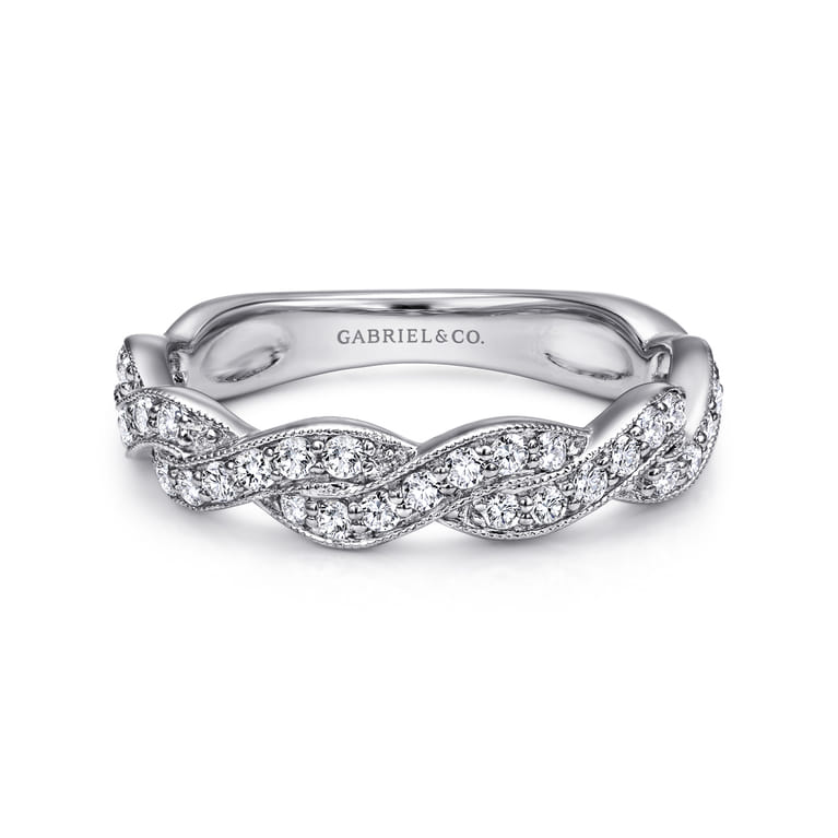 14K White Gold Diamond Matching Wedding Band - 0.4 ct - Shot 1