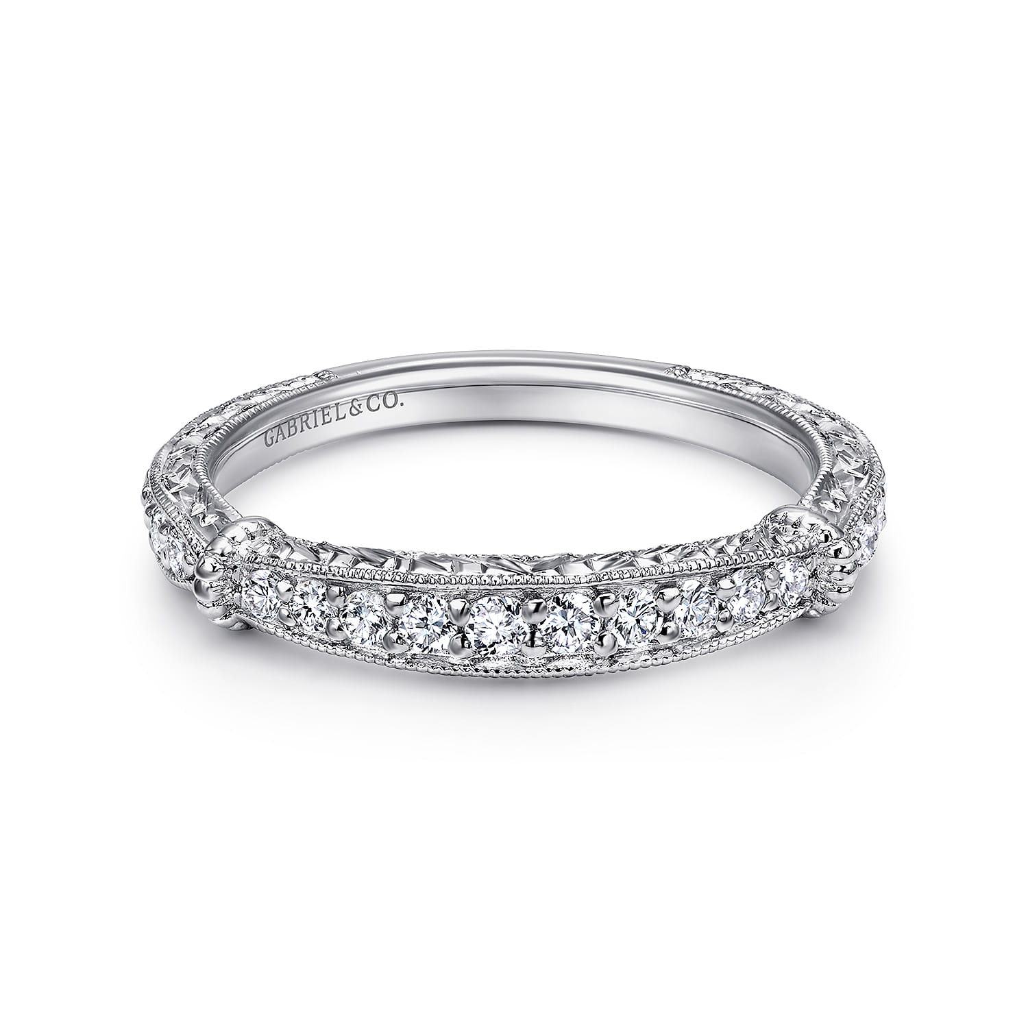 14K White Gold Diamond Matching Wedding Band - 0.23 ct - Shot 1