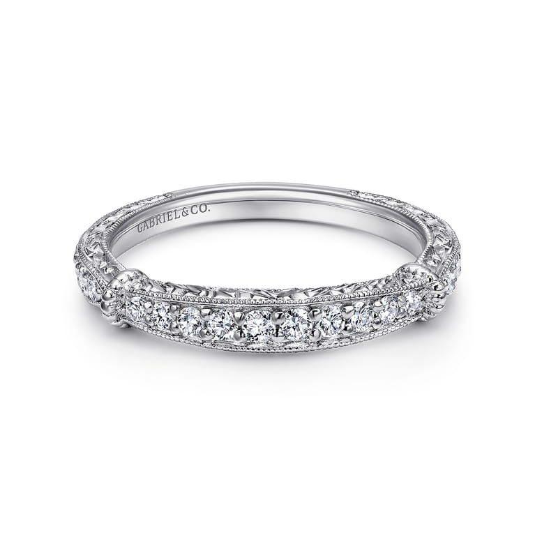 14K White Gold Diamond Matching Wedding Band - 0.23 ct - Shot 1