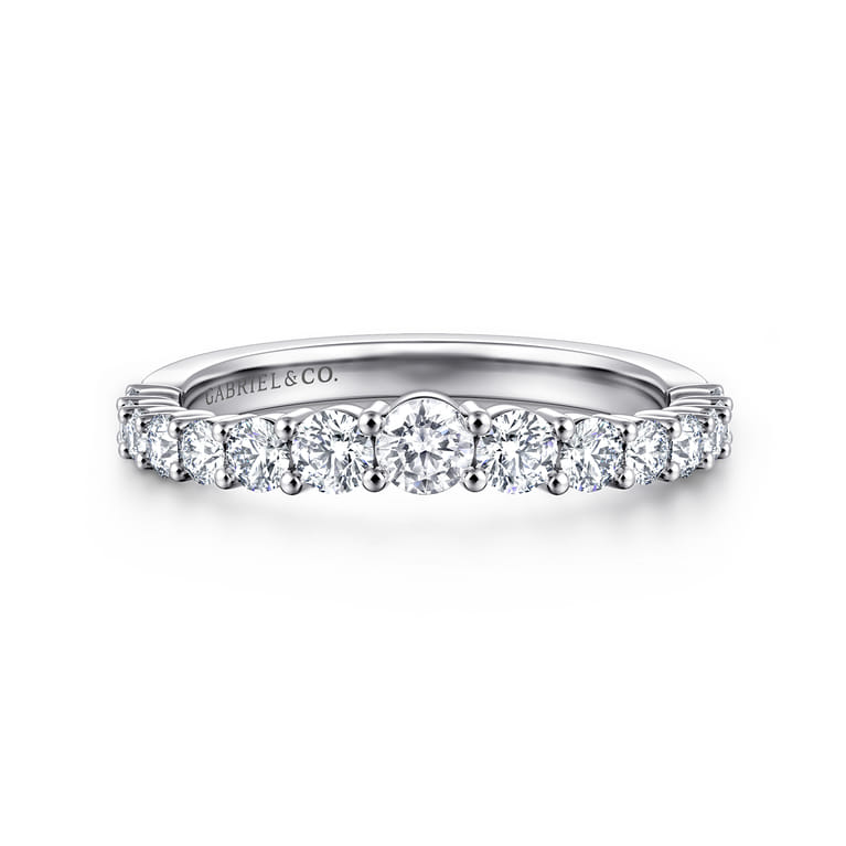 14K White Gold Diamond Matching Wedding Band - 0.7 ct - Shot 1