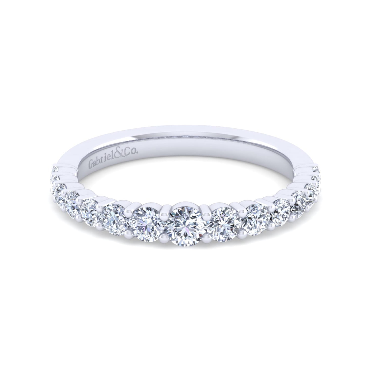 14K White Gold Diamond Matching Wedding Band - 0.68 ct - Shot 1