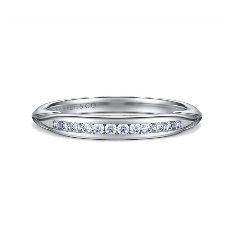 14K White Gold Diamond Matching Wedding Band - 0.11 ct - Shot 1