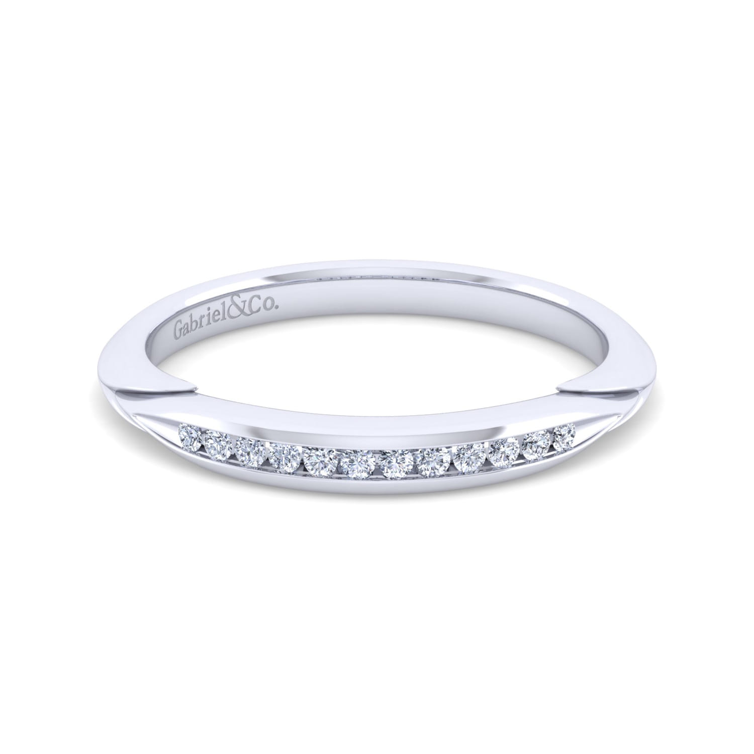 14K White Gold Diamond Matching Wedding Band - 0.11 ct - Shot 1
