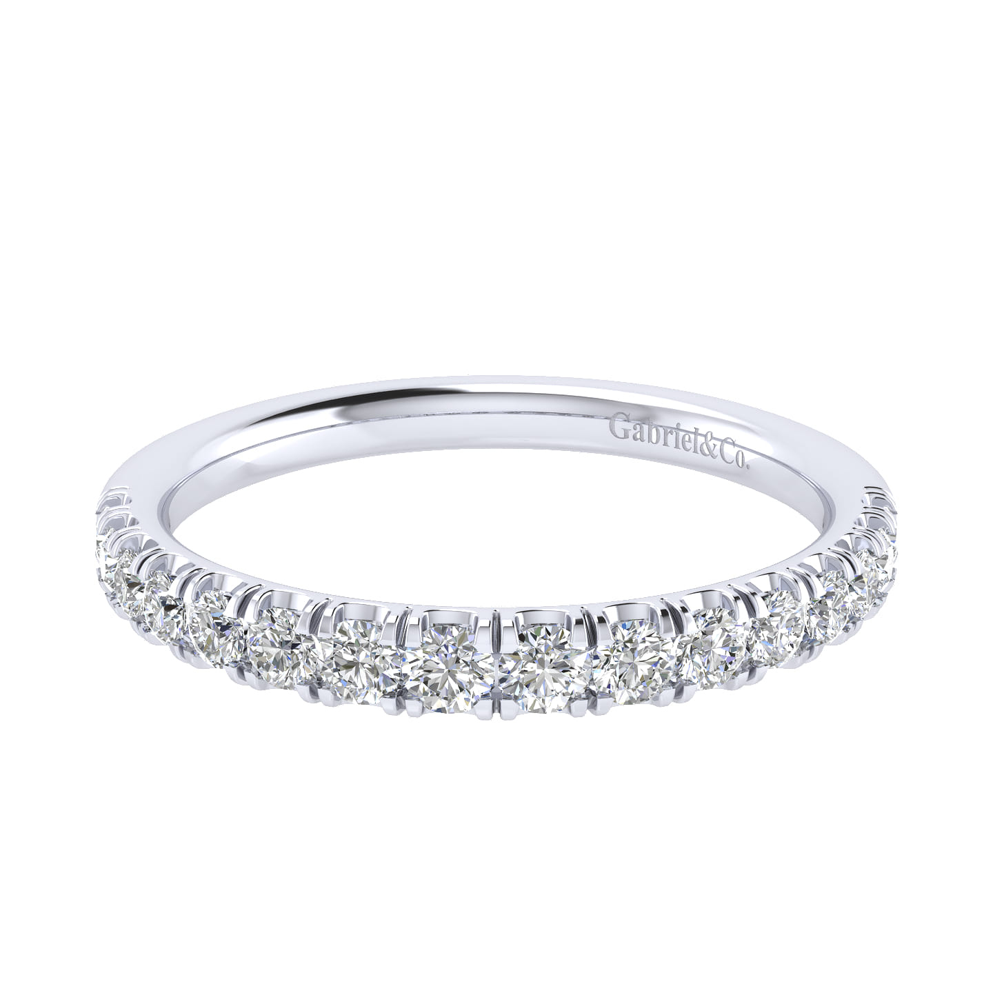 14K White Gold Diamond Matching Wedding Band - 0.43 ct - Shot 1