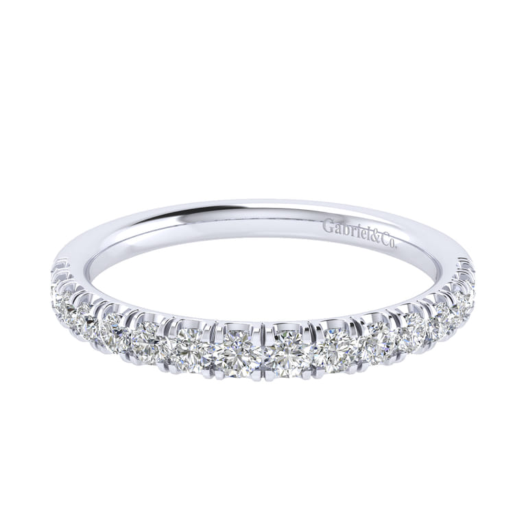 14K White Gold Diamond Matching Wedding Band - 0.43 ct - Shot 1