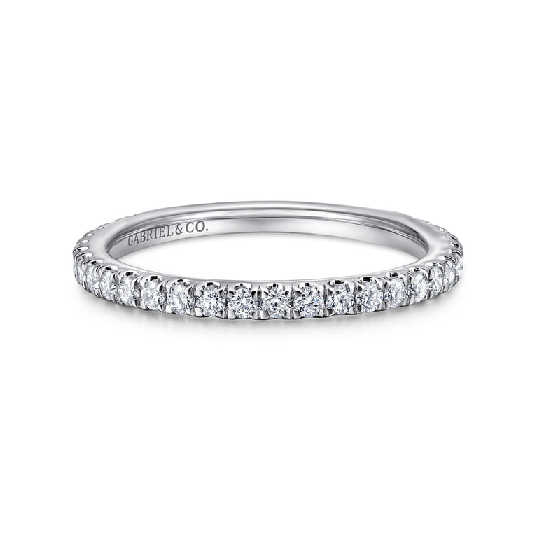 14K White Gold Diamond Matching Wedding Band - 0.42 ct - Shot 1
