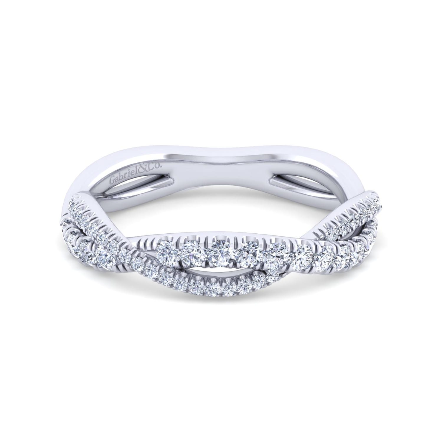 14K White Gold Diamond Matching Wedding Band - 0.4 ct - Shot 1