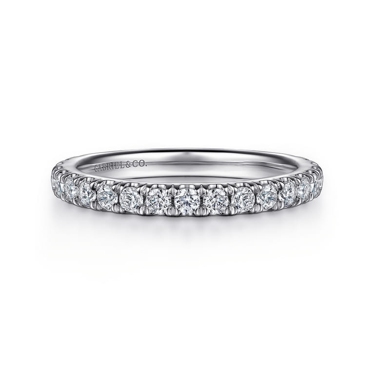 14K White Gold Diamond Matching Wedding Band - 0.6 ct - Shot 1