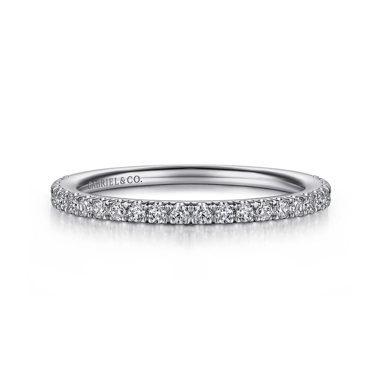14K White Gold Diamond Matching Wedding Band - 0.27 ct - Shot 1