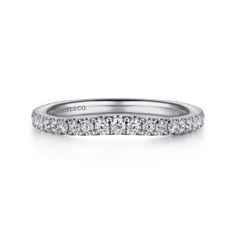 14K White Gold Diamond Matching Wedding Band - 0.34 ct - Shot 1