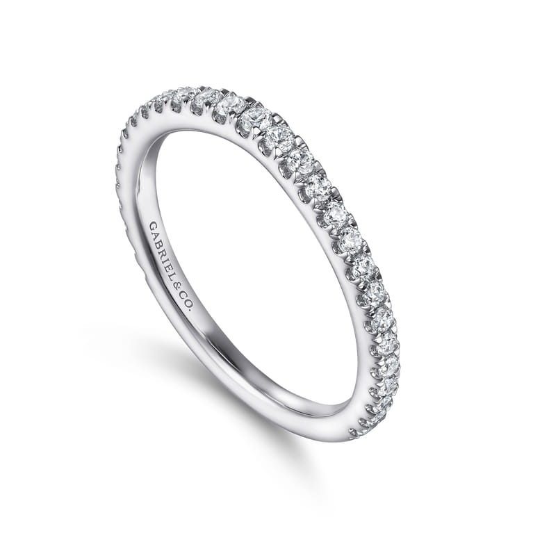 14K White Gold Diamond Matching Wedding Band - 0.34 ct - Shot 3