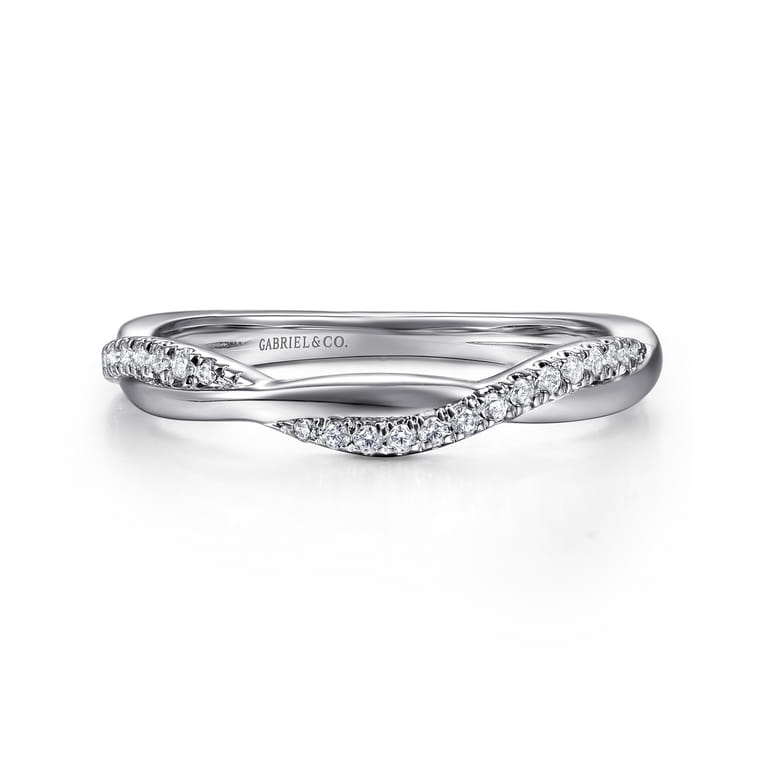 14K White Gold Diamond Matching Wedding Band - 0.16 ct - Shot 1