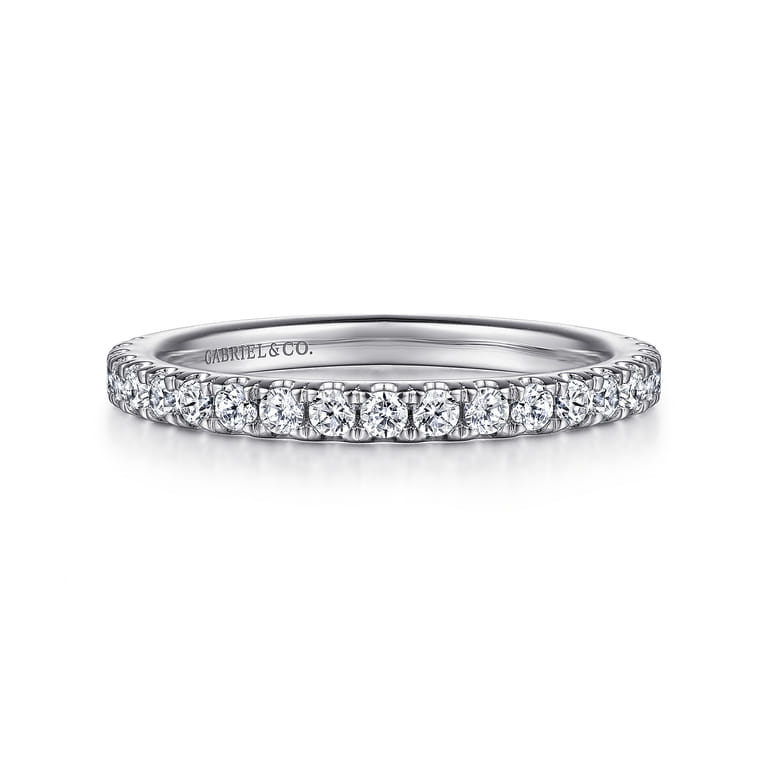 14K White Gold Diamond Matching Wedding Band - 0.44 ct - Shot 1