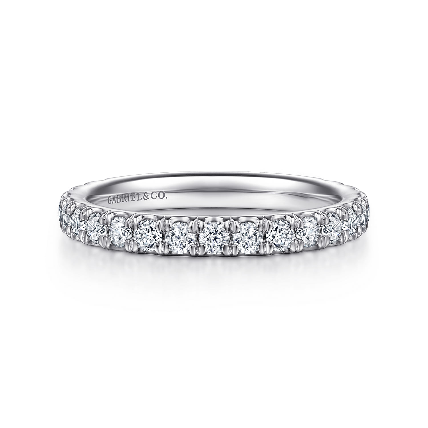 14K White Gold Diamond Matching Wedding Band - 0.84 ct - Shot 1
