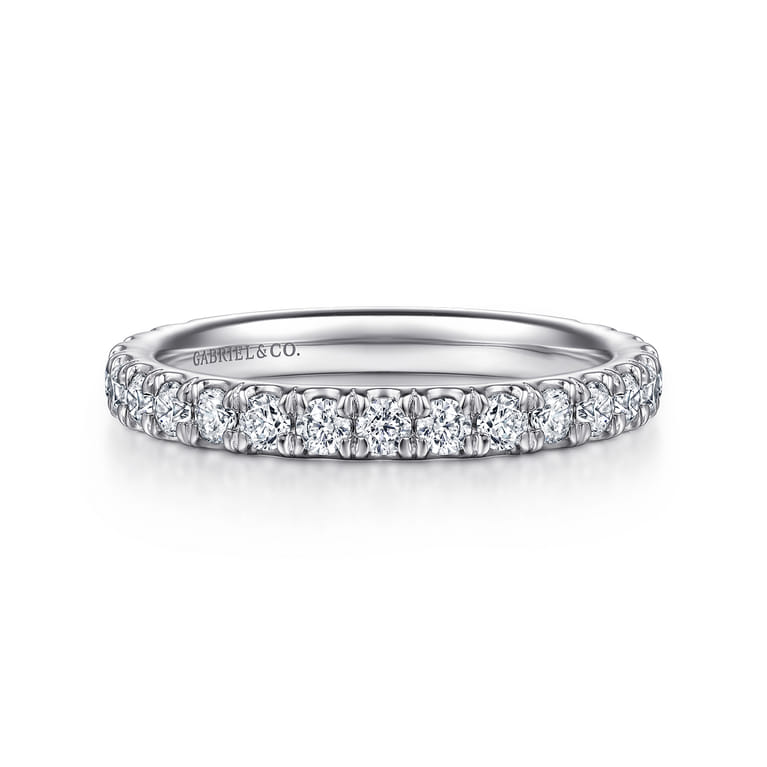14K White Gold Diamond Matching Wedding Band - 0.84 ct - Shot 1