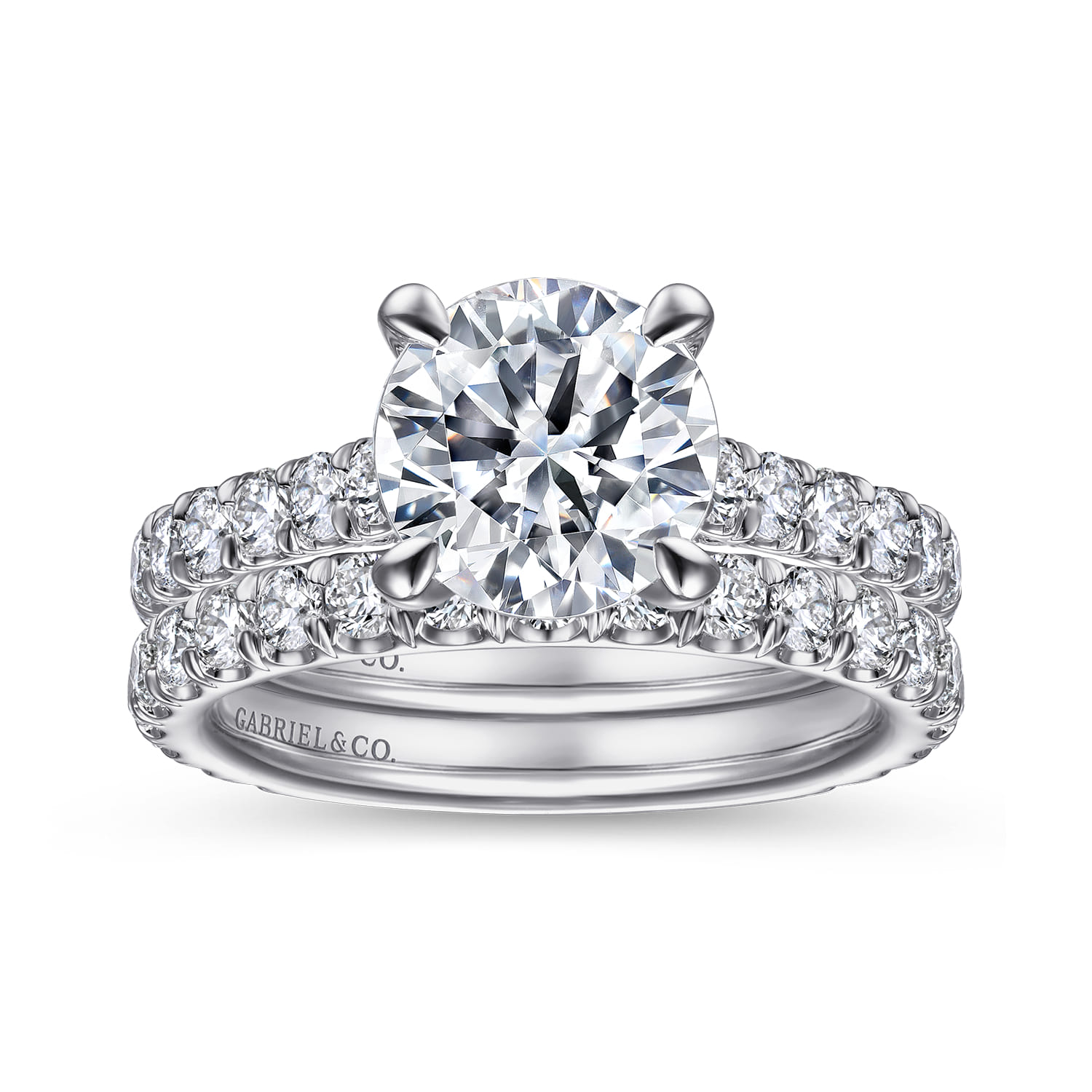 14K White Gold Diamond Matching Wedding Band - 0.84 ct - Shot 4