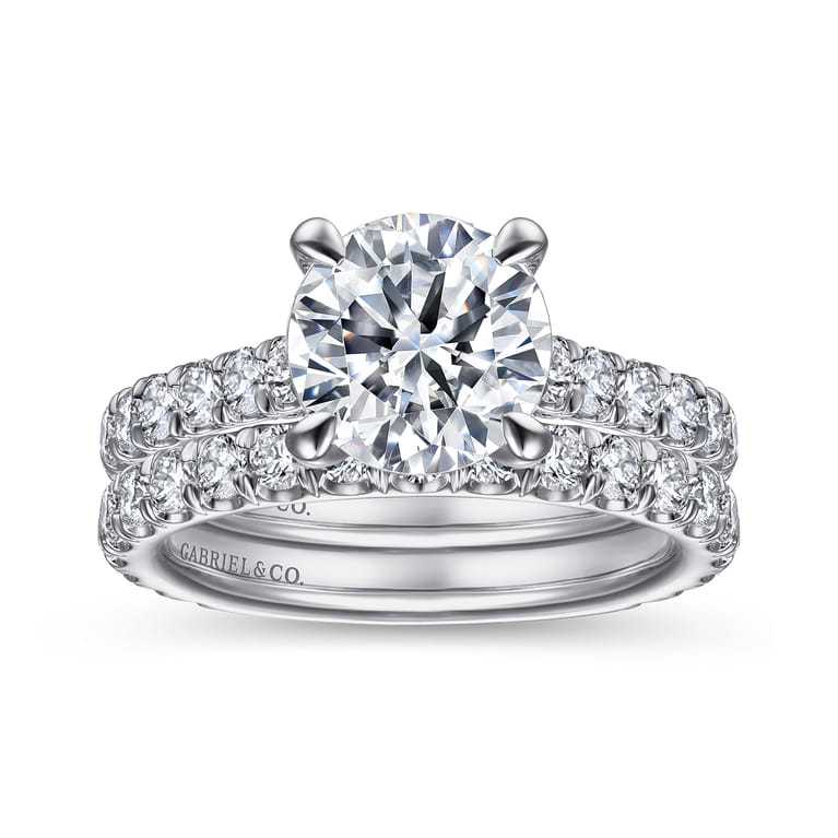 14K White Gold Diamond Matching Wedding Band - 0.84 ct - Shot 4