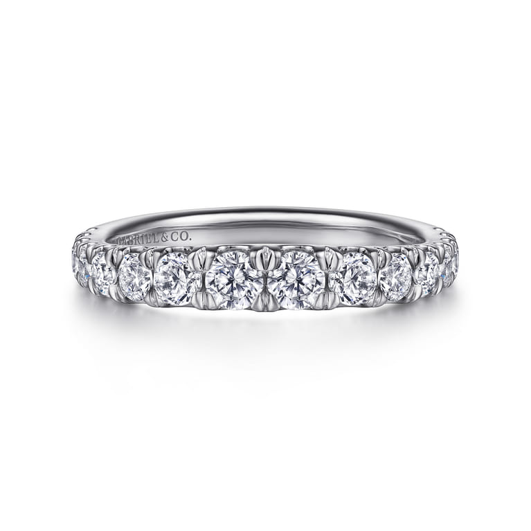 14K White Gold Diamond Matching Wedding Band - 0.83 ct - Shot 1