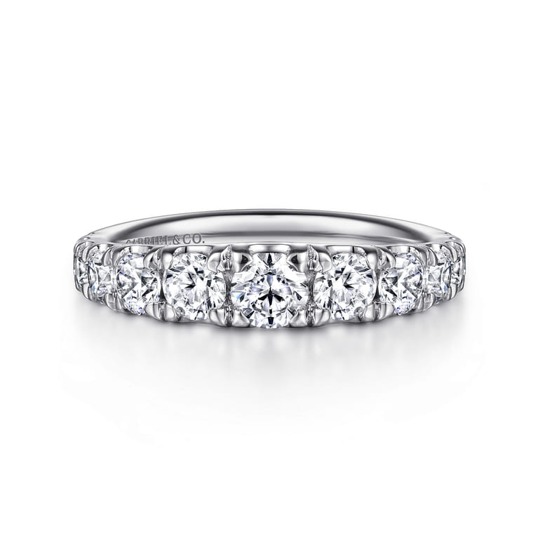 14K White Gold Diamond Matching Wedding Band - 1.34 ct - Shot 1