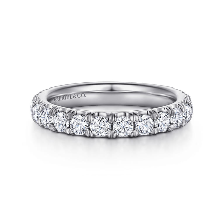 14K White Gold Diamond Matching Wedding Band - 1.36 ct - Shot 1