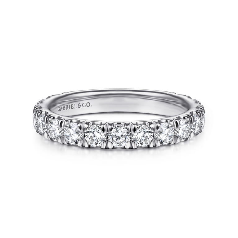 14K White Gold Diamond Matching Wedding Band - 1.36 ct - Shot 1