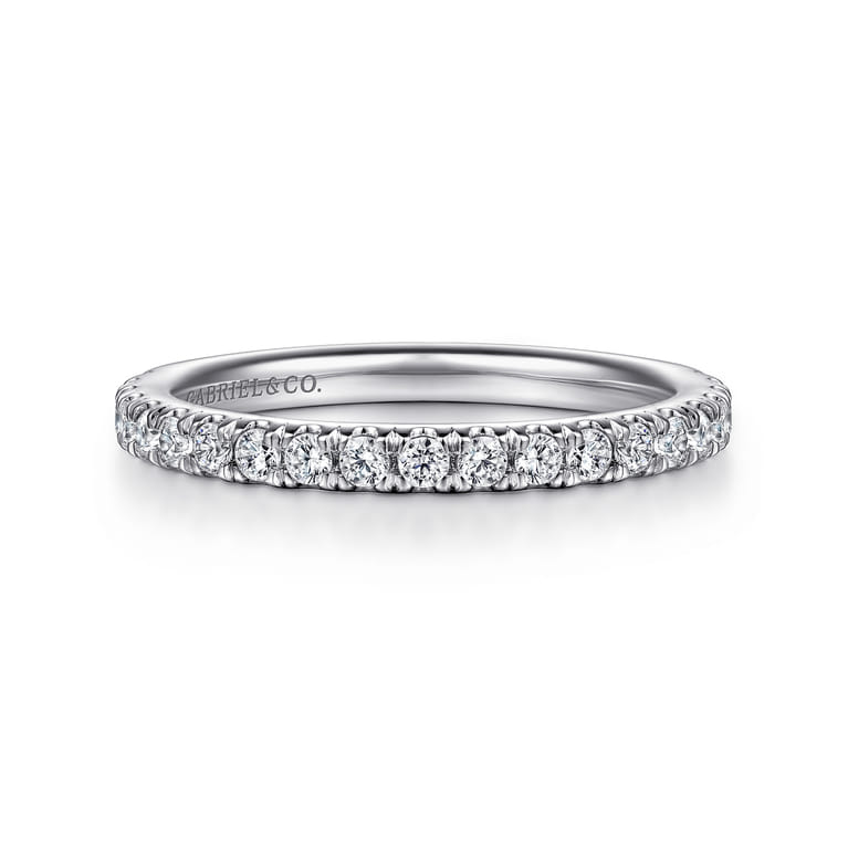 14K White Gold Diamond Matching Wedding Band - 0.46 ct - Shot 1