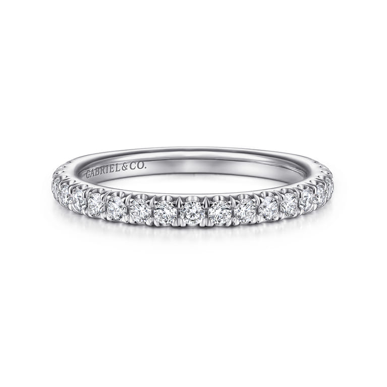 14K White Gold Diamond Matching Wedding Band - 0.46 ct - Shot 1