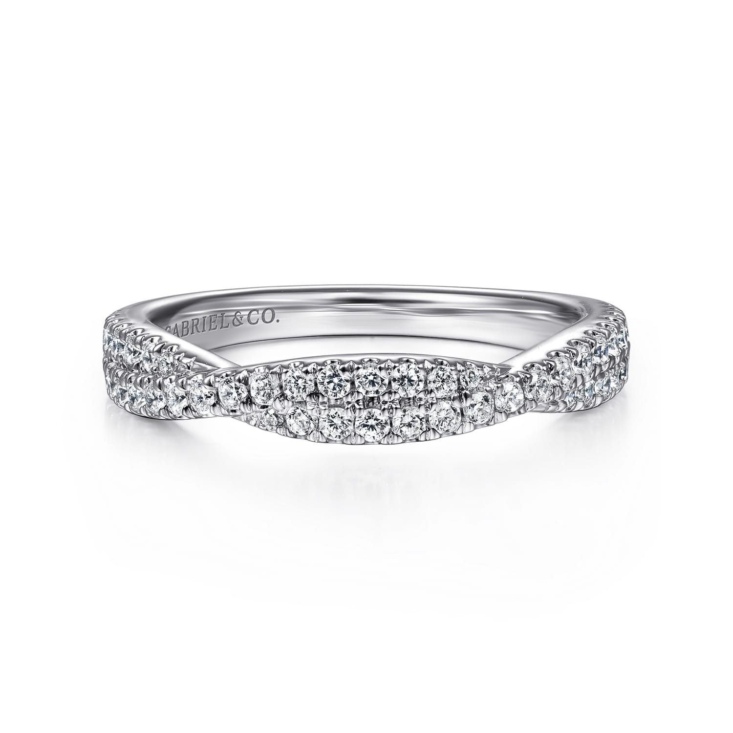 14K White Gold Diamond Matching Wedding Band - 0.39 ct - Shot 1