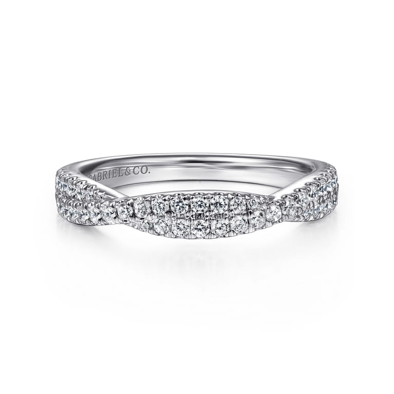 14K White Gold Diamond Matching Wedding Band - 0.39 ct - Shot 1