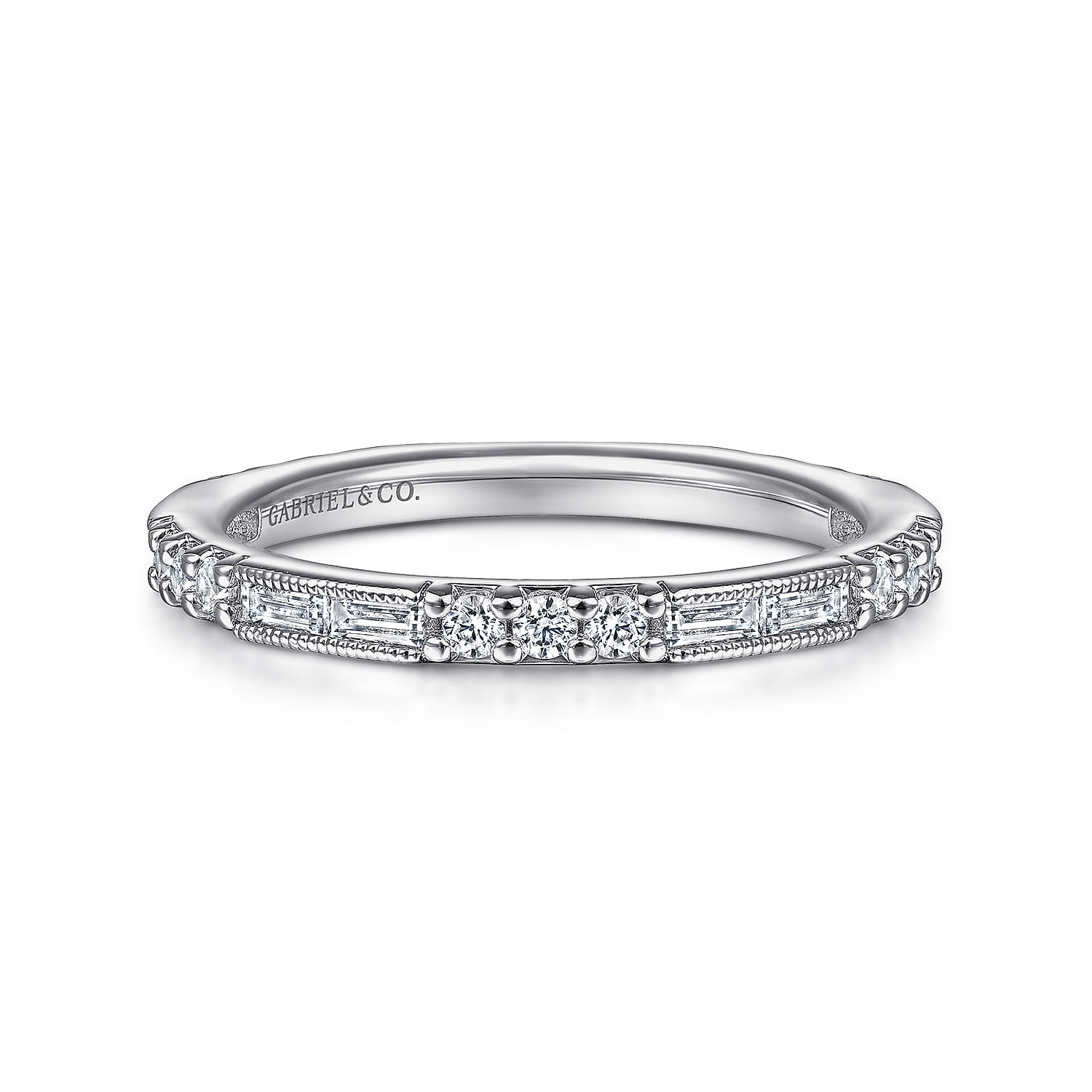14K White Gold Diamond Matching Wedding Band - 0.55 ct - Shot 1