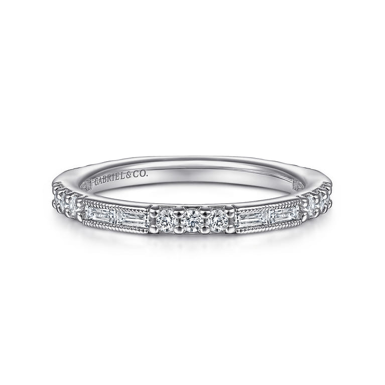 14K White Gold Diamond Matching Wedding Band - 0.55 ct - Shot 1