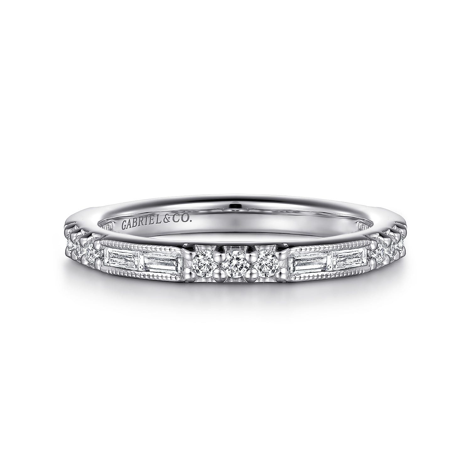 14K White Gold Diamond Matching Wedding Band - 0.55 ct - Shot 1