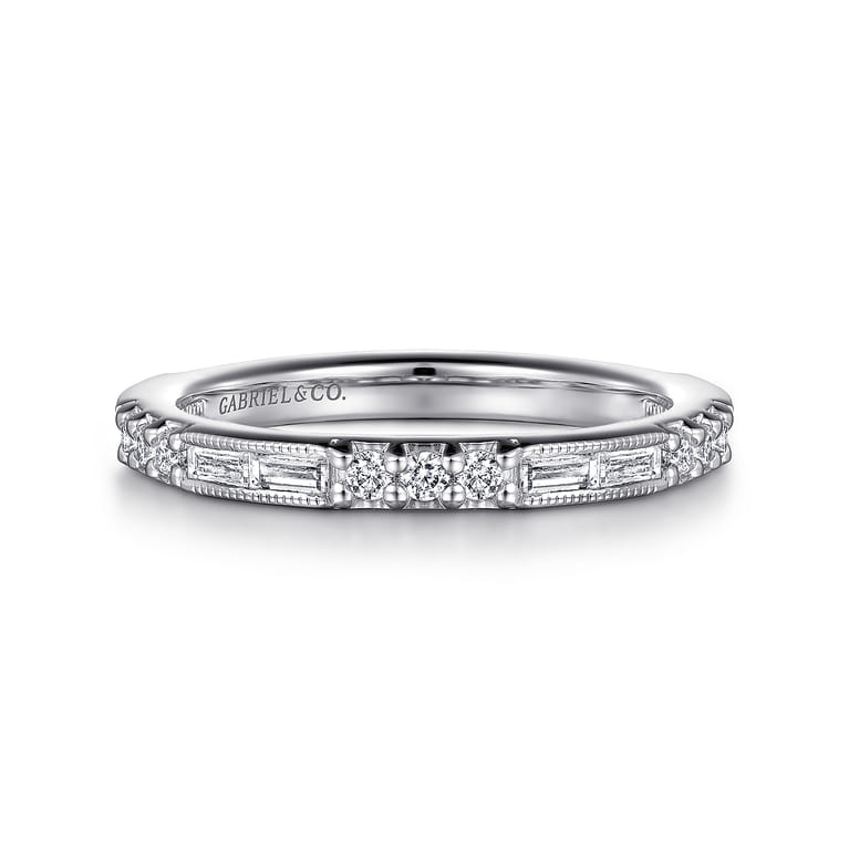 14K White Gold Diamond Matching Wedding Band - 0.55 ct - Shot 1