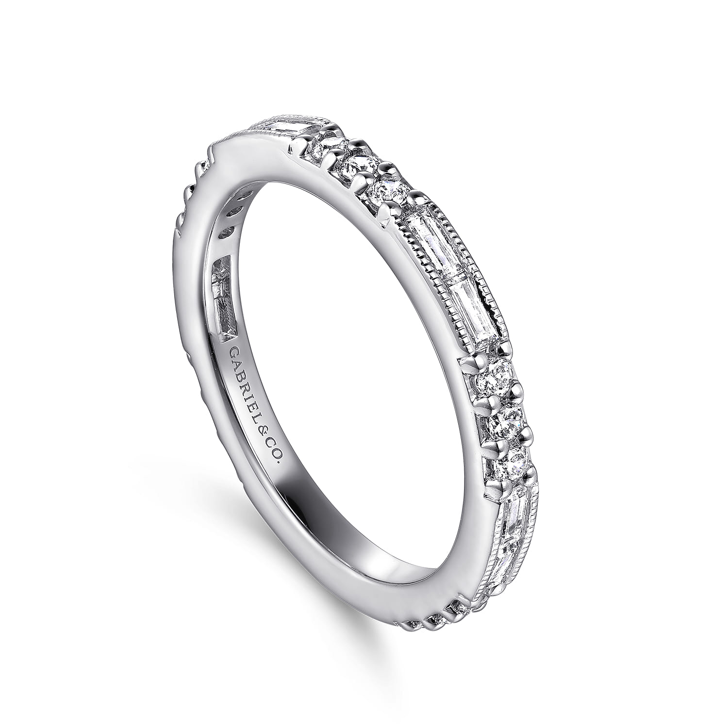 14K White Gold Diamond Matching Wedding Band - 0.55 ct - Shot 2