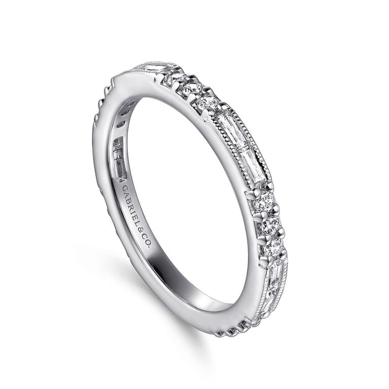 14K White Gold Diamond Matching Wedding Band - 0.55 ct - Shot 2