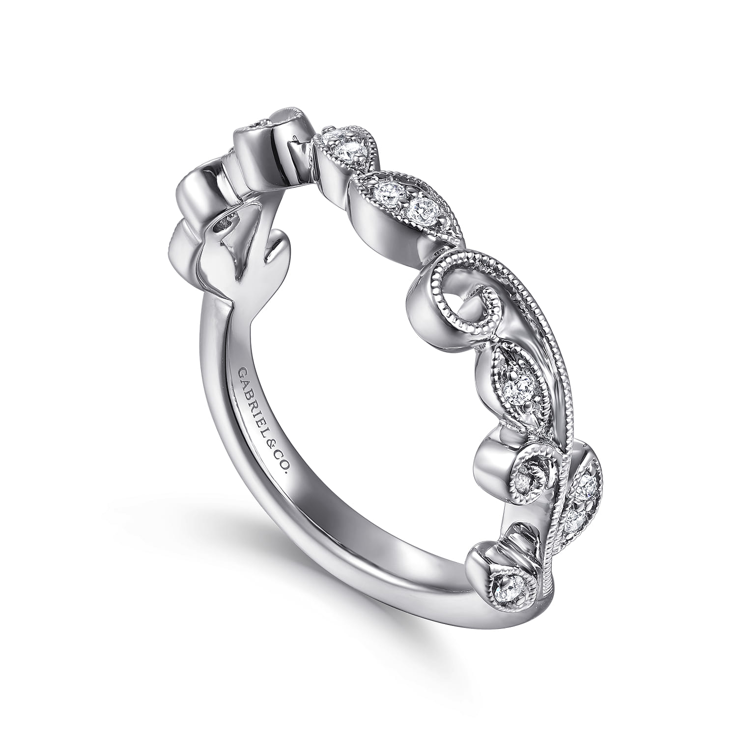 14K White Gold Diamond Matching Wedding Band - 0.08 ct - Shot 3