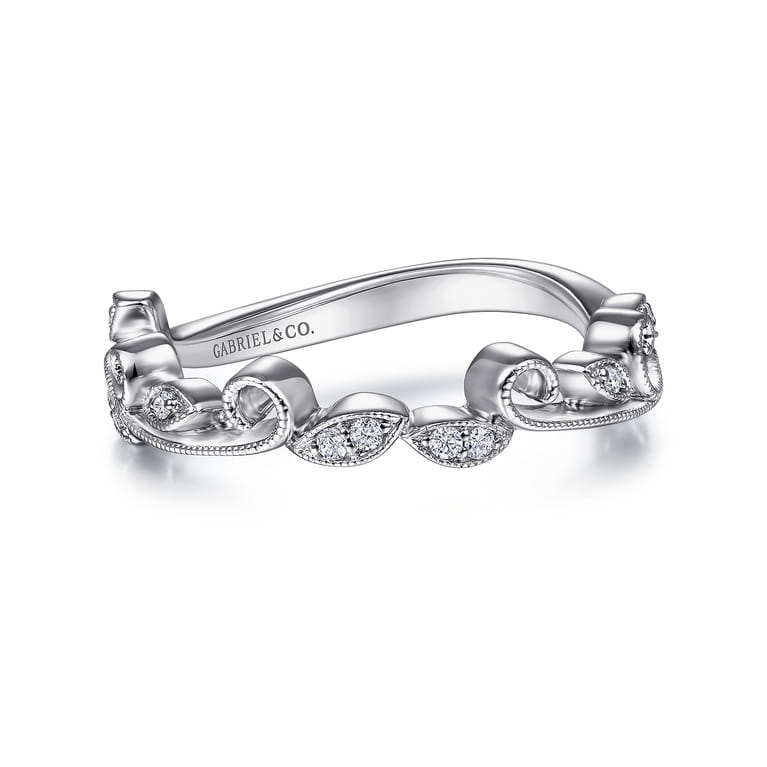 14K White Gold Diamond Matching Wedding Band - 0.08 ct - Shot 1