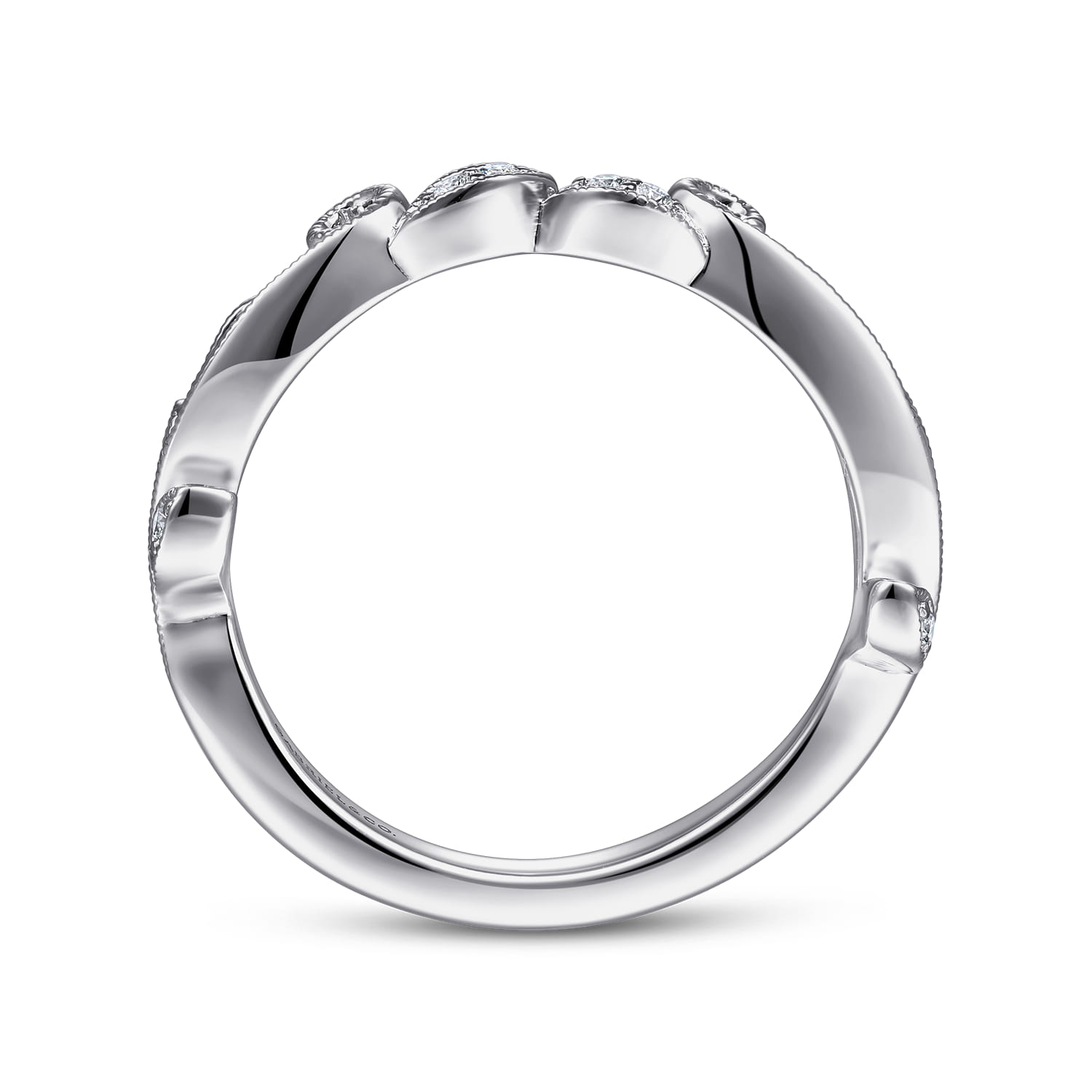 14K White Gold Diamond Matching Wedding Band - 0.08 ct - Shot 2