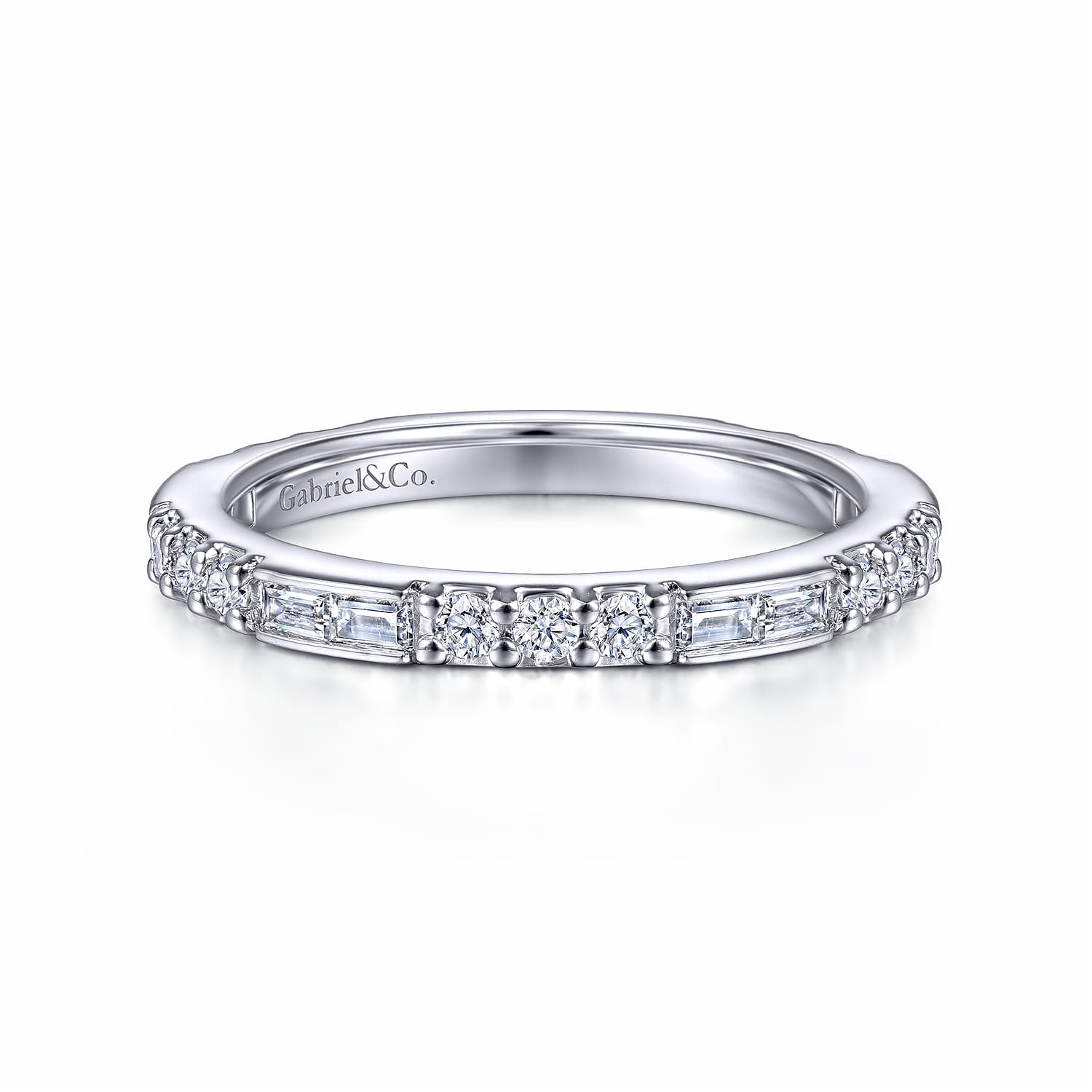 14K White Gold Diamond Matching Wedding Band - 0.63 ct - Shot 1