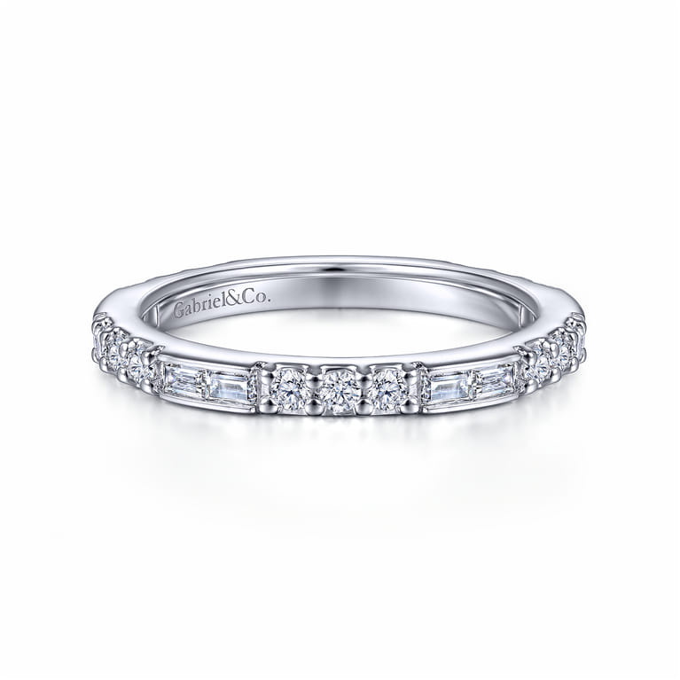 14K White Gold Diamond Matching Wedding Band - 0.63 ct - Shot 1