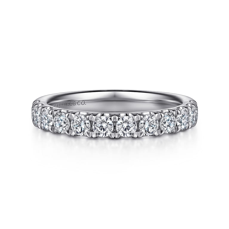14K White Gold Diamond Matching Wedding Band - 0.79 ct - Shot 1