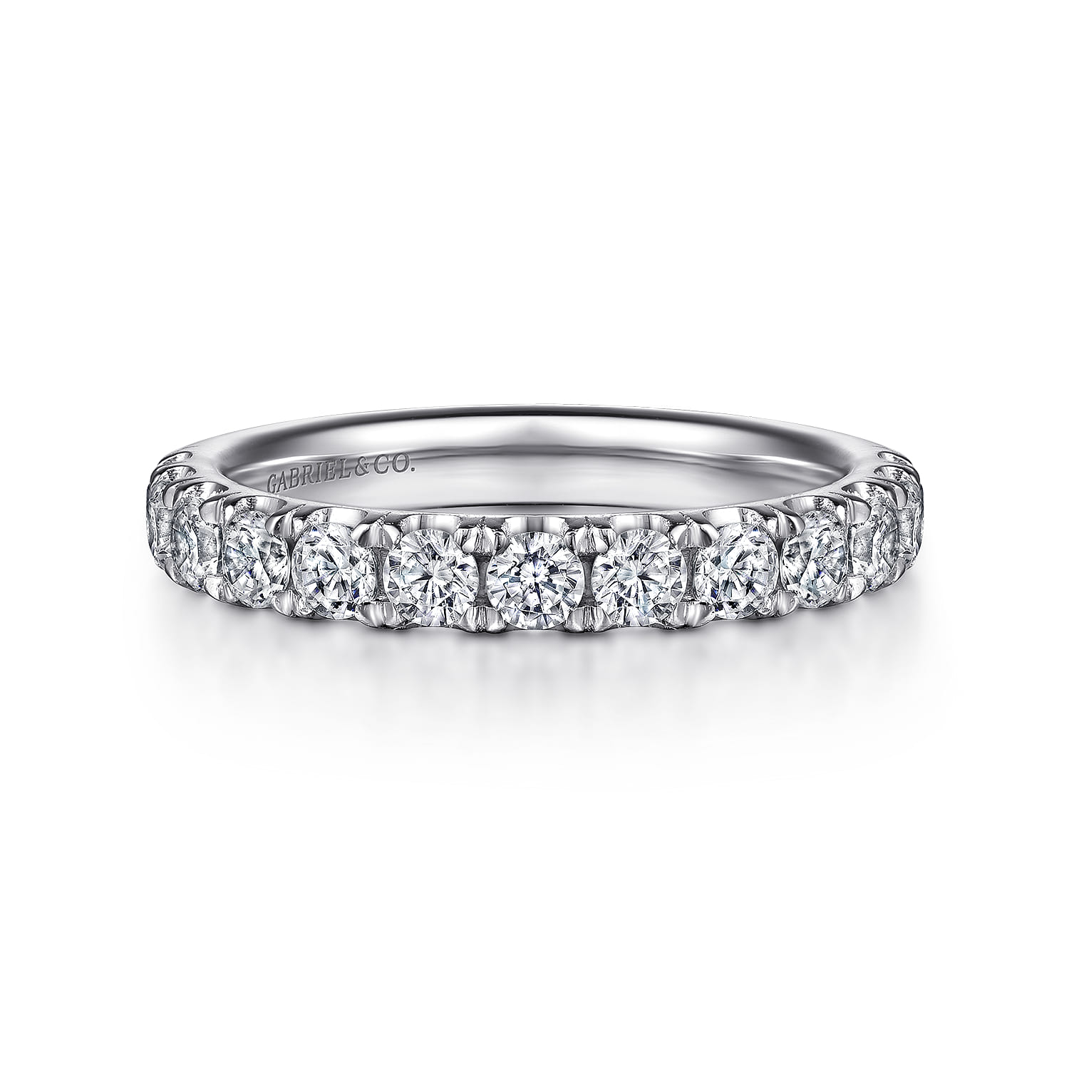 14K White Gold Diamond Matching Wedding Band - 0.73 ct - Shot 1