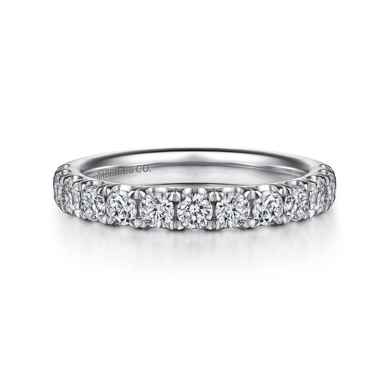 14K White Gold Diamond Matching Wedding Band - 0.73 ct - Shot 1