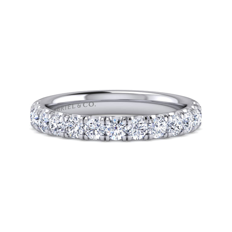 14K White Gold Diamond Matching Wedding Band - 0.73 ct - Shot 1