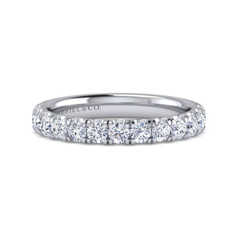 14K White Gold Diamond Matching Wedding Band - 0.79 ct - Shot 1