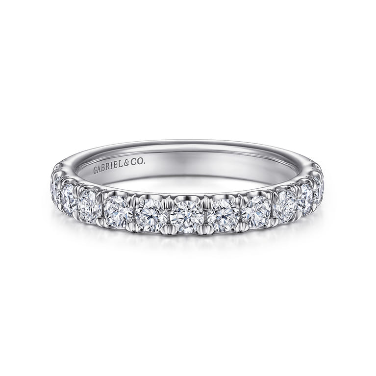 14K White Gold Diamond Matching Wedding Band - 0.79 ct - Shot 1