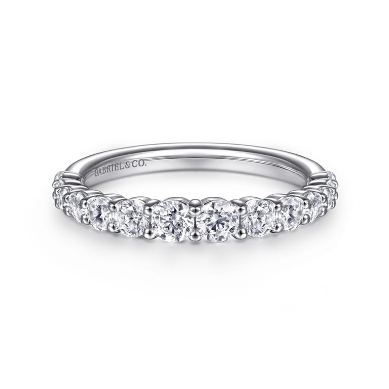 14K White Gold Diamond Matching Wedding Band - 0.76 ct - Shot 1